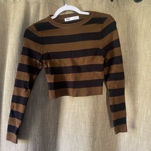 Black and brown striped long sleeve sweater